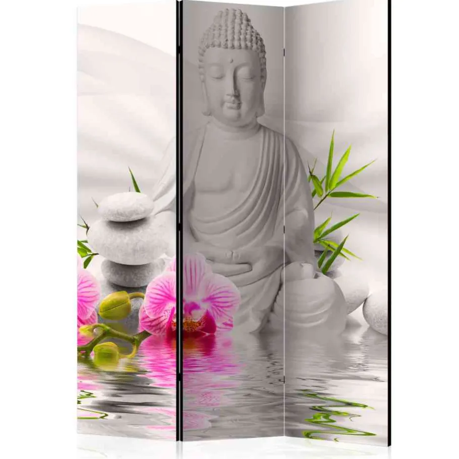 Online Wohnen 135x172 Paravent Buddha mit Orchideen - Abion