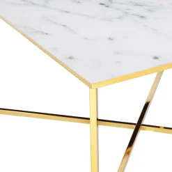 Best Wohnen 80x80 Quadrat Couchtisch in Marmor Optik & Gold - Hulmane
