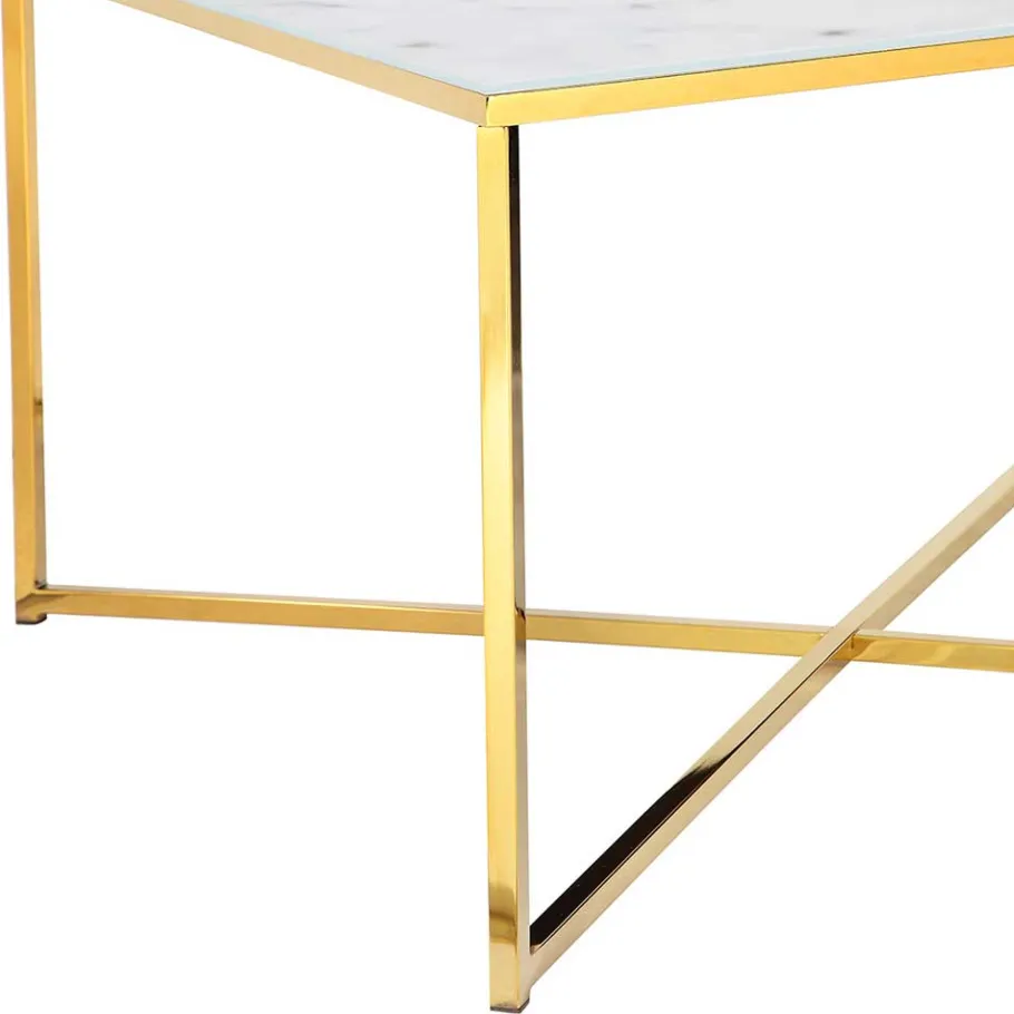 Best Wohnen 80x80 Quadrat Couchtisch in Marmor Optik & Gold - Hulmane