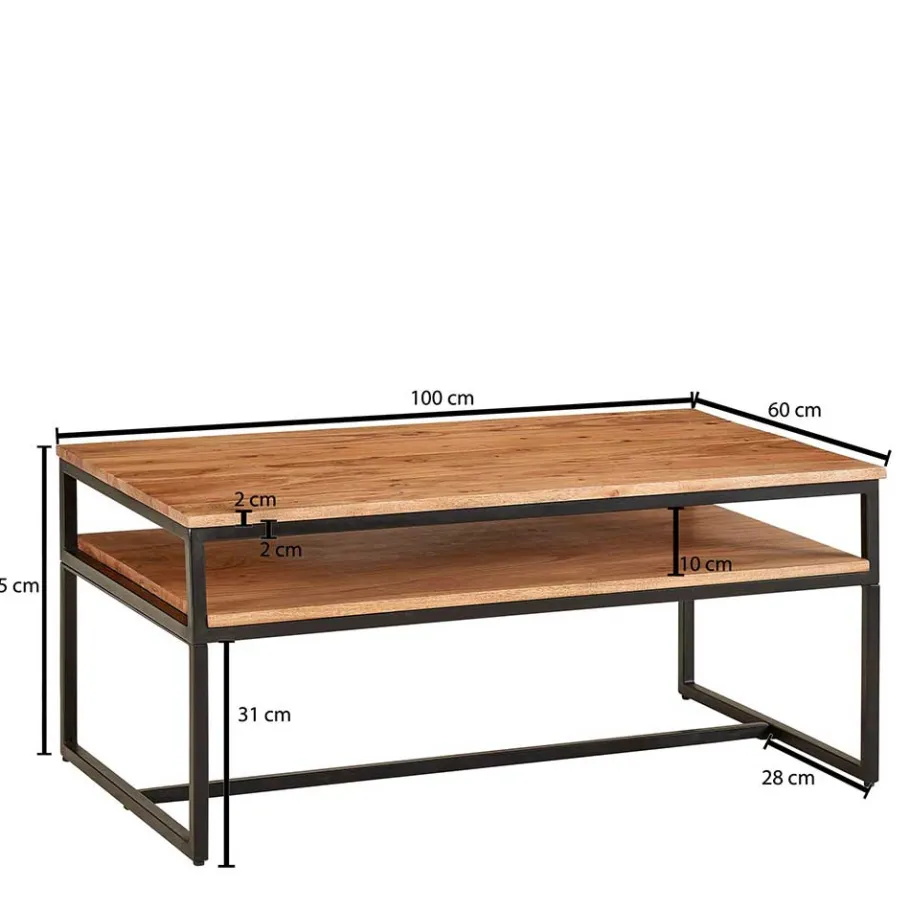 Wohnen 100x60 Sofatisch mit Ablage - Elefontra