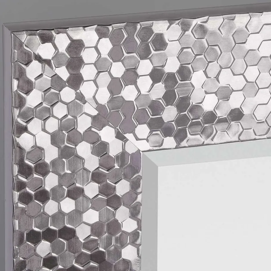 Discount Wohnen 55x70 Spiegel mit breitem Rahmen in Silber - Tunapuna