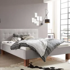 New Wohnen 140x200 Stoffbett in Grau meliert - Anisa