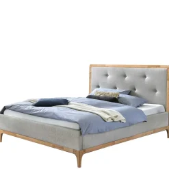 Best Wohnen 140x200 Stoffbett in Grau mit Holz - Palmiro