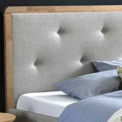 Best Wohnen 140x200 Stoffbett in Grau mit Holz - Palmiro