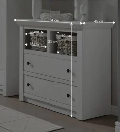 Wohnen 104x90 Touchwood Kommode mit 2 Schubladen - Chelles