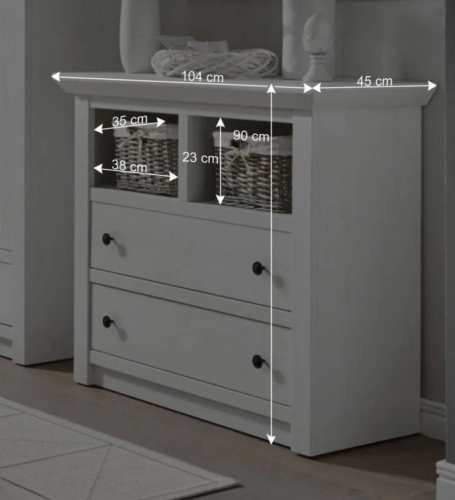 Wohnen 104x90 Touchwood Kommode mit 2 Schubladen - Chelles