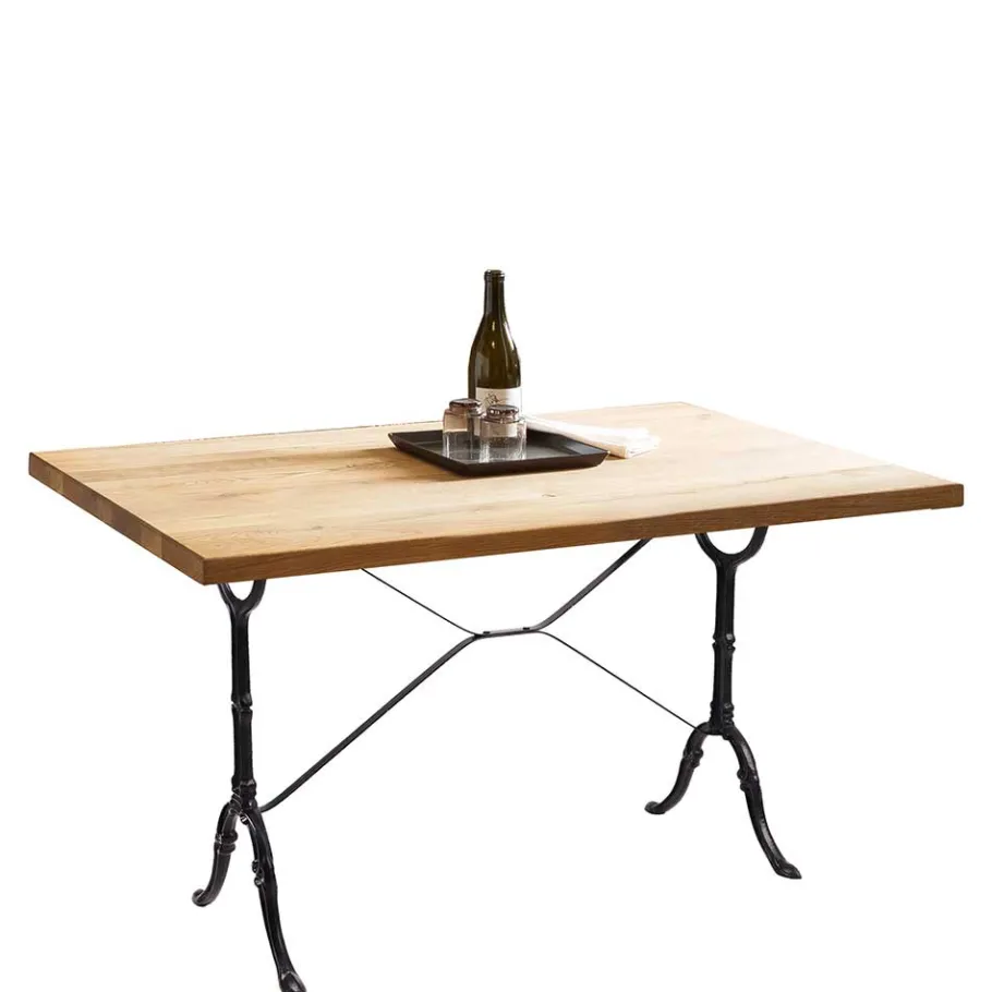 Outlet Wohnen 120x65 Wildeiche Tisch mit Gusseisen Gestell - Louves