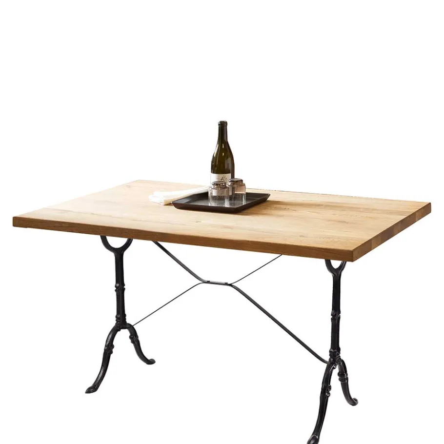 Outlet Wohnen 120x65 Wildeiche Tisch mit Gusseisen Gestell - Louves