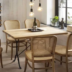 Outlet Wohnen 120x65 Wildeiche Tisch mit Gusseisen Gestell - Louves
