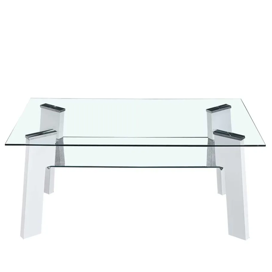 Wohnen 110x60 Wohnzimmer Glastisch mit Ablage - Masuca