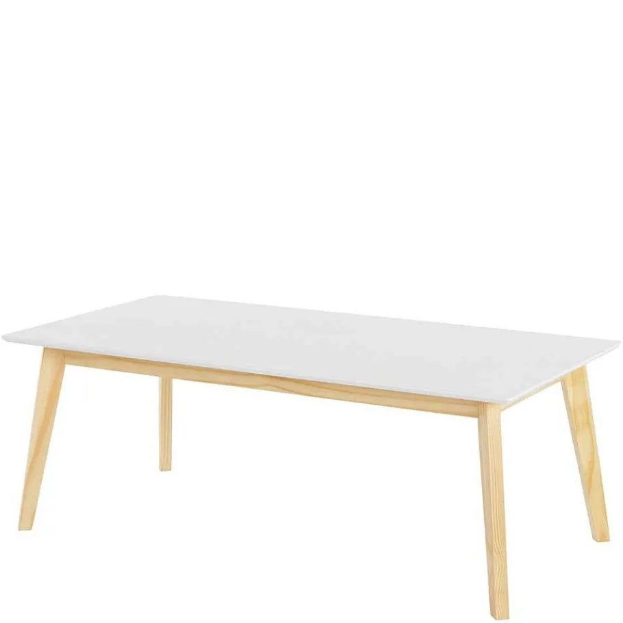 Outlet Wohnen 120x60 Wohnzimmer Tisch in Weiß & Kiefer - Tropezian