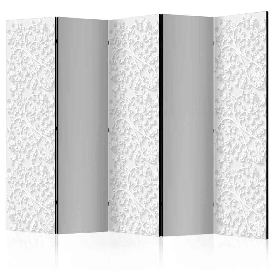 Discount Wohnen 225x172cm Deko-Paravent in Weiß Hellgrau - Mivaldana