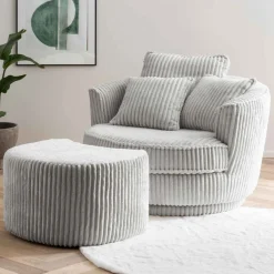 Clearance Wohnen XL Drehsessel mit Hocker Set - Iliana (zweiteilig)