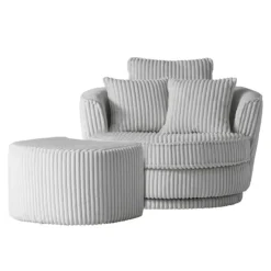 Clearance Wohnen XL Drehsessel mit Hocker Set - Iliana (zweiteilig)
