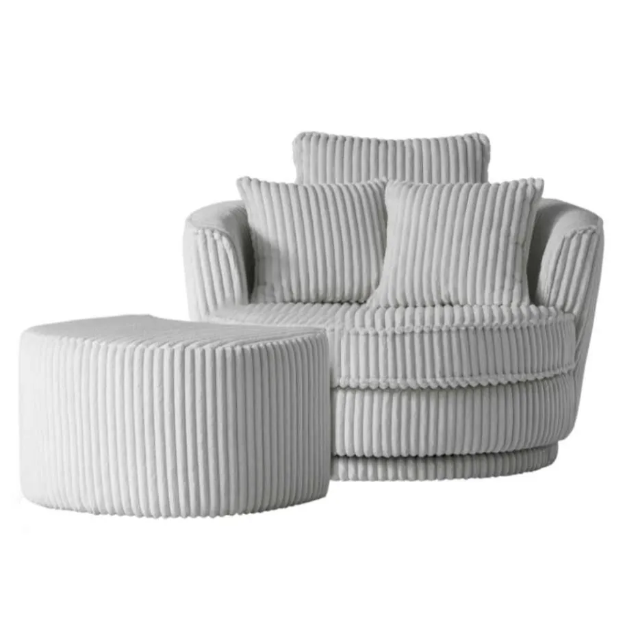 Clearance Wohnen XL Drehsessel mit Hocker Set - Iliana (zweiteilig)