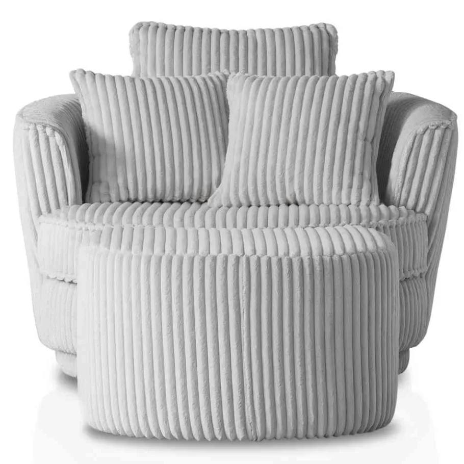 Clearance Wohnen XL Drehsessel mit Hocker Set - Iliana (zweiteilig)