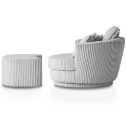 Clearance Wohnen XL Drehsessel mit Hocker Set - Iliana (zweiteilig)