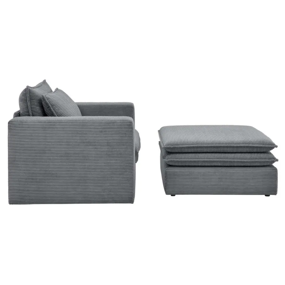 Sale Wohnen XL Sessel mit Hocker in Anthrazit - Ruffos (zweiteilig)