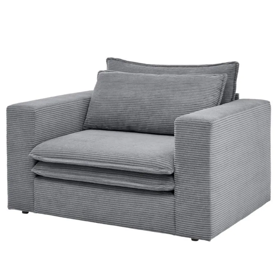 Sale Wohnen XL Sessel mit Hocker in Anthrazit - Ruffos (zweiteilig)