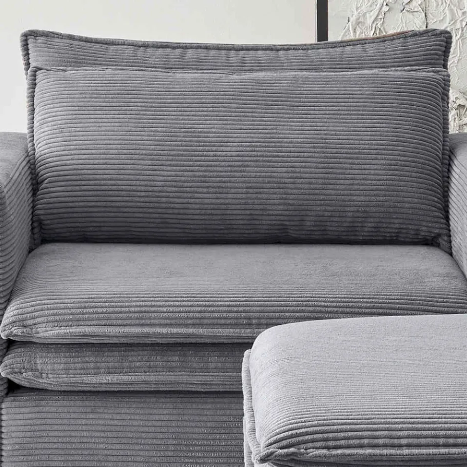 Sale Wohnen XL Sessel mit Hocker in Anthrazit - Ruffos (zweiteilig)