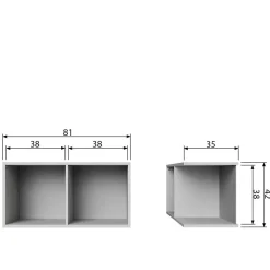 Hot Wohnen 81x41x35 2 Fächer Regal in Grau lackiert - Lanik
