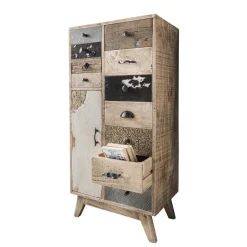 Clearance Wohnen 55x110x33 Altholz Hochkommode mit 11 Schubladen - Conville