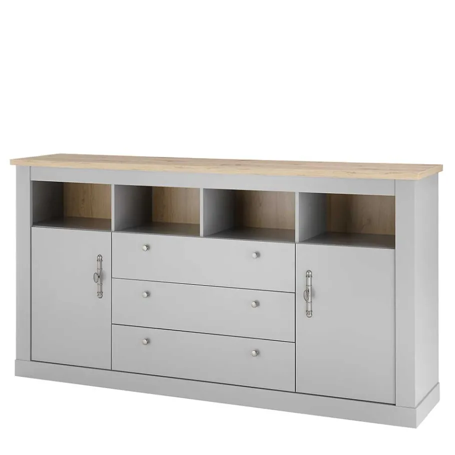 Online Wohnen 198x104x44 Anrichte in Lichtgrau & Eiche Optik - Buleta