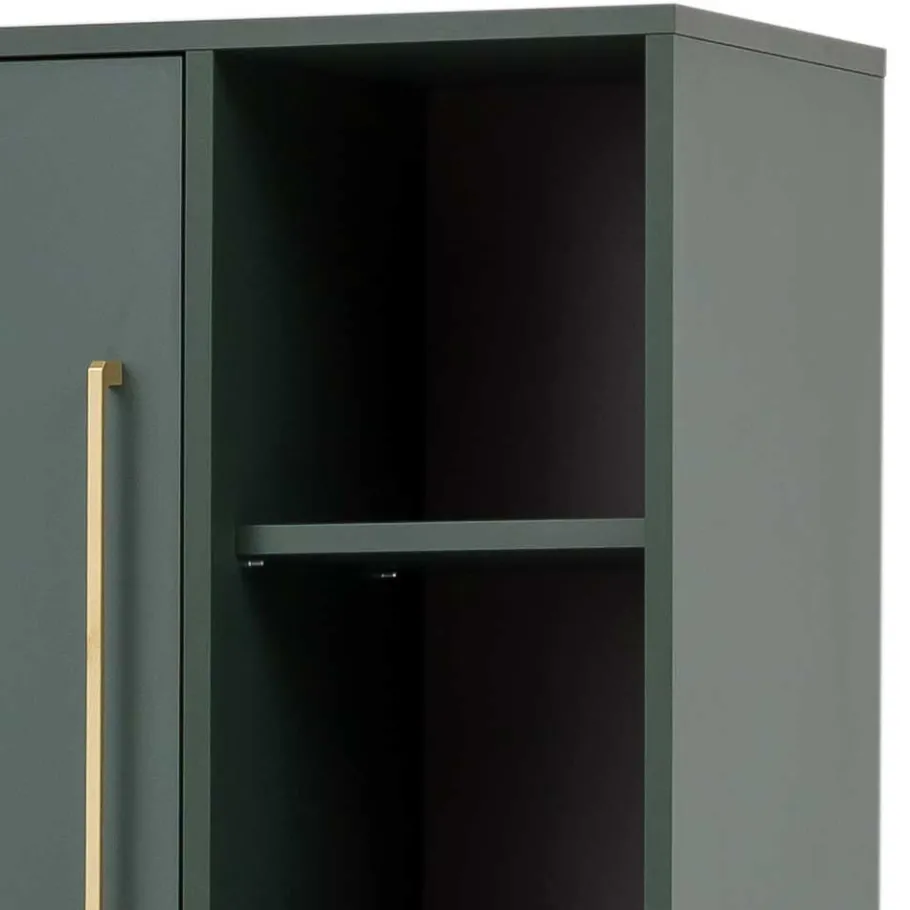 New Wohnen 67x184x33 Bad Hochschrank in Dunkelgrün & Gold - Aqua