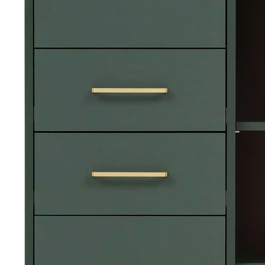 New Wohnen 67x184x33 Bad Hochschrank in Dunkelgrün & Gold - Aqua