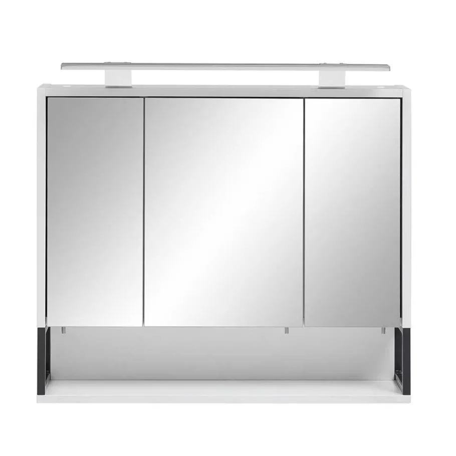 Outlet Wohnen 70x68x16 Bad Spiegelschrank aus Stahl in Weiß - Ismilav