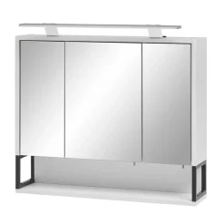 Outlet Wohnen 70x68x16 Bad Spiegelschrank aus Stahl in Weiß - Ismilav