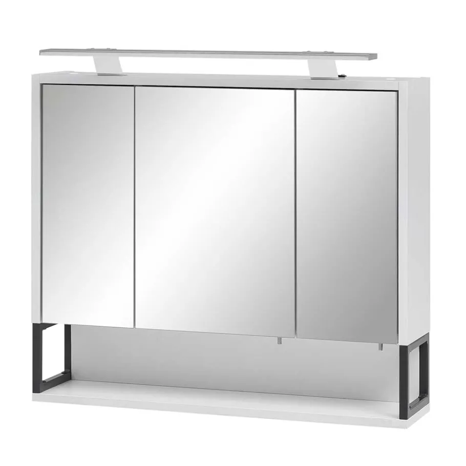 Outlet Wohnen 70x68x16 Bad Spiegelschrank aus Stahl in Weiß - Ismilav