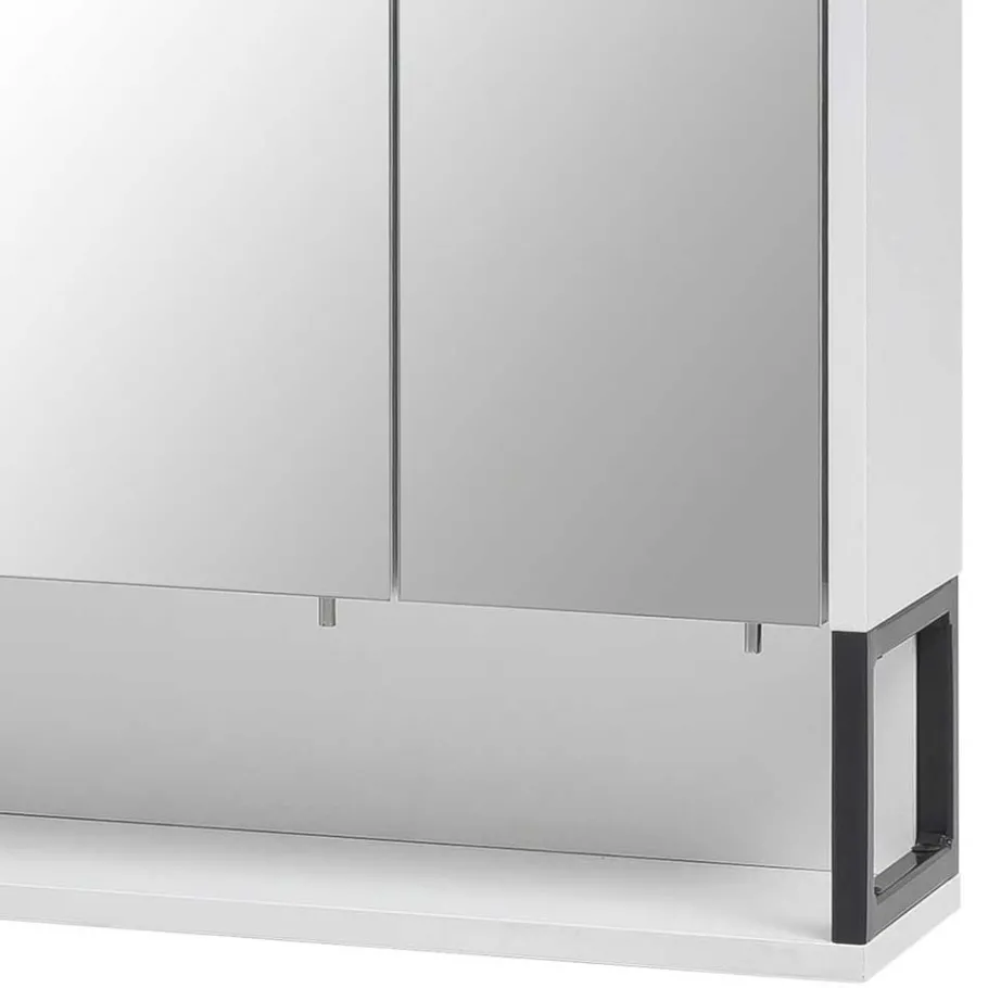Outlet Wohnen 70x68x16 Bad Spiegelschrank aus Stahl in Weiß - Ismilav