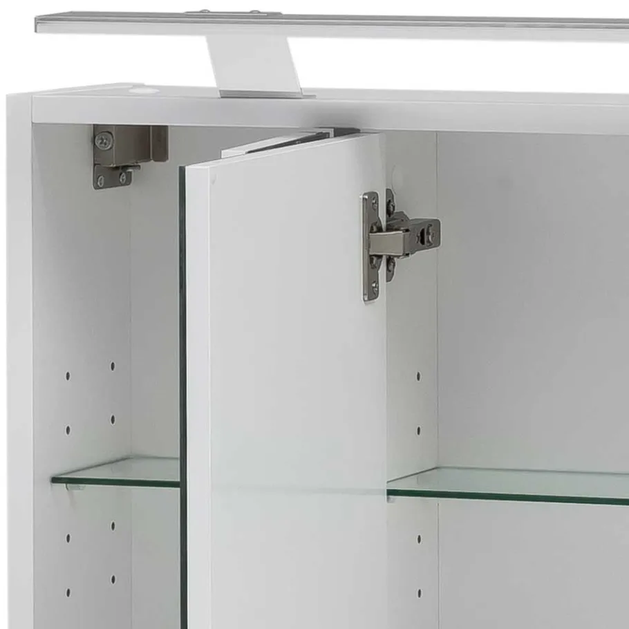 Outlet Wohnen 70x68x16 Bad Spiegelschrank aus Stahl in Weiß - Ismilav