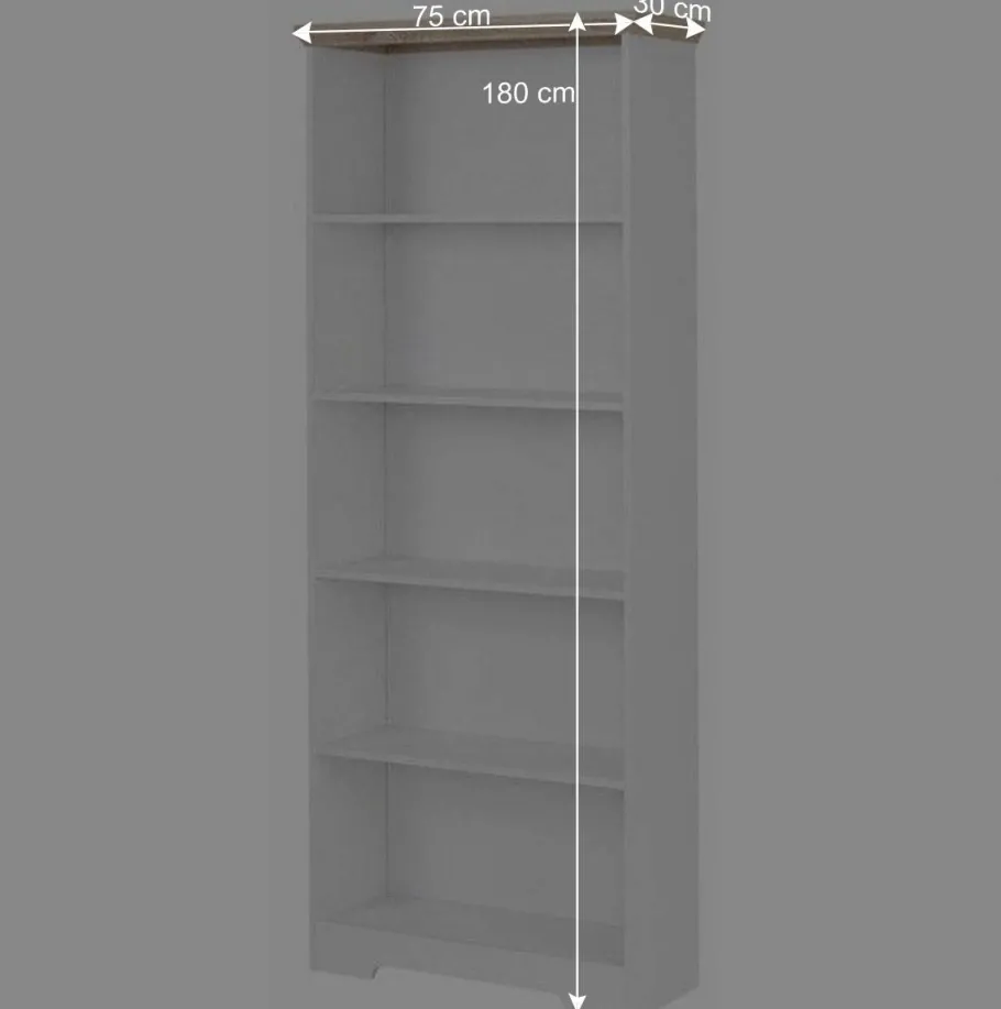 Clearance Wohnen 75x180x30 Bücher Regal mit fünf Fächern - Akedra