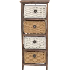 New Wohnen 30x73x25 Braunes Holzregal mit vier Körben - Zeus