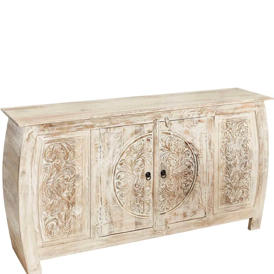 Clearance Wohnen 166x85x40 cm Akazie Sideboard in White Wash - Omie