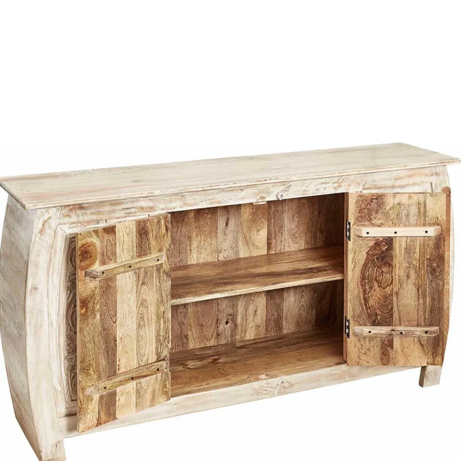 Clearance Wohnen 166x85x40 cm Akazie Sideboard in White Wash - Omie