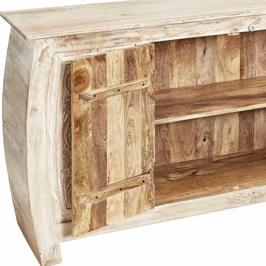 Clearance Wohnen 166x85x40 cm Akazie Sideboard in White Wash - Omie