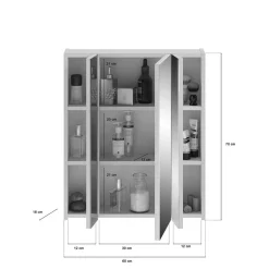 Best Wohnen 60x70x18 cm Bad Spiegelschrank 3-türig - Whale