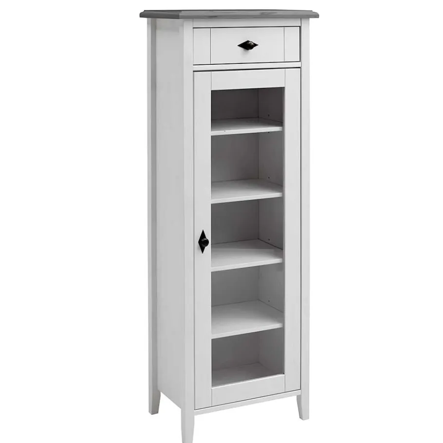 Clearance Wohnen 55x149x35 cm Badezimmer Vitrine in Weiß & Grau - Mirandesca