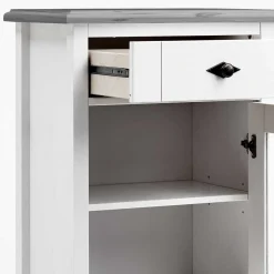 Clearance Wohnen 55x149x35 cm Badezimmer Vitrine in Weiß & Grau - Mirandesca