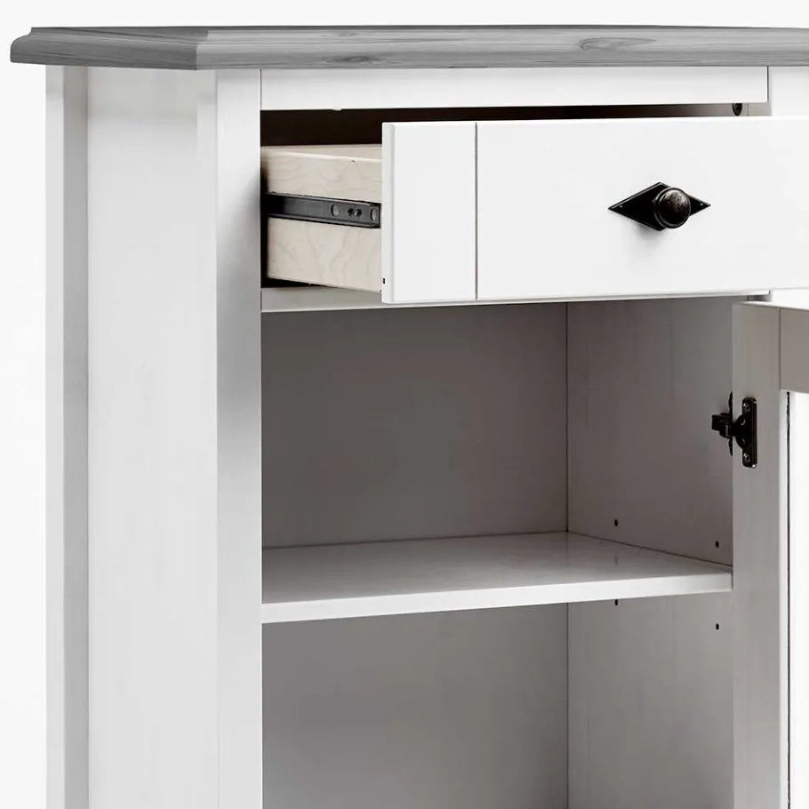 Clearance Wohnen 55x149x35 cm Badezimmer Vitrine in Weiß & Grau - Mirandesca