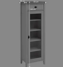 Clearance Wohnen 55x149x35 cm Badezimmer Vitrine in Weiß & Grau - Mirandesca