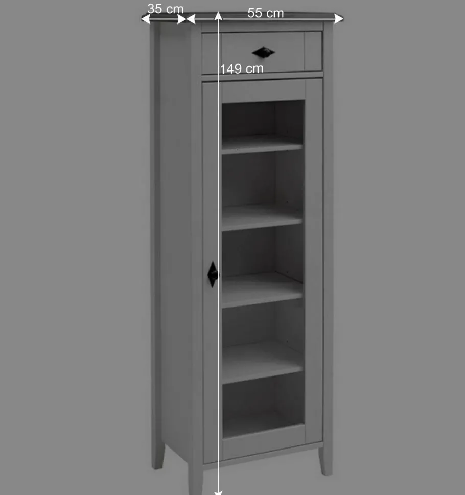 Clearance Wohnen 55x149x35 cm Badezimmer Vitrine in Weiß & Grau - Mirandesca