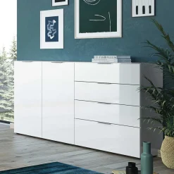 Sale Wohnen 184x101x42 cm Design Sideboard mit Glas Beschichtung - Daven