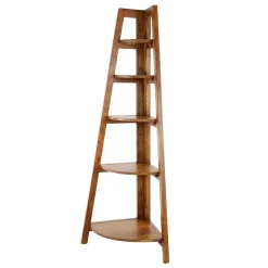 Outlet Wohnen 64x148x44 cm Eckregal aus Akazie Massivholz - Skylive