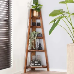 Outlet Wohnen 64x148x44 cm Eckregal aus Akazie Massivholz - Skylive