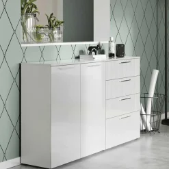 Clearance Wohnen 186x107x40 cm Hochglanz Sideboard in Weiß - Alida