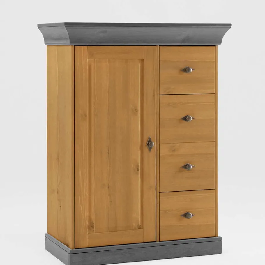 New Wohnen 88x117x45 cm Hochkommode mit vier Schubladen - Eshelas